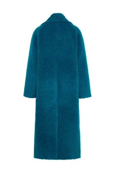 Maison Common Long Alpaca Coat In Blue