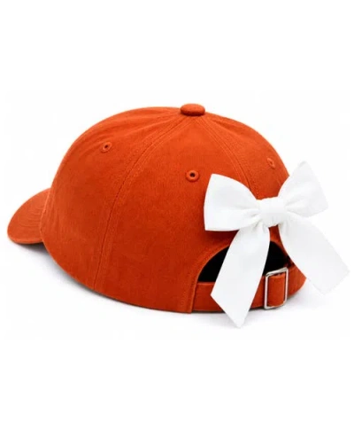 Bits & Bows Touch Down Bow Baseball Hat In Orange