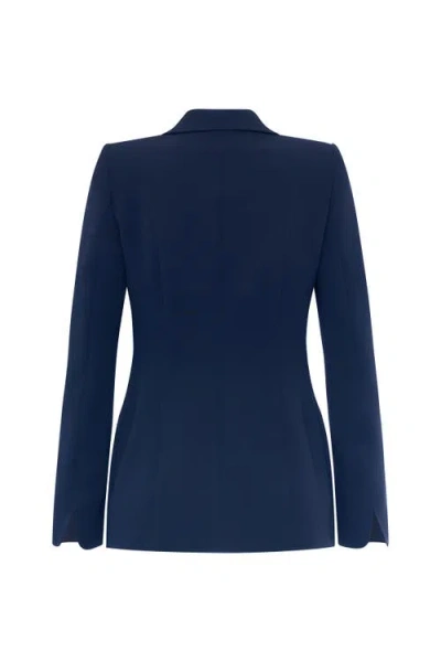 Maison Common Classic Blazer With Sharp Shoulders In Blue