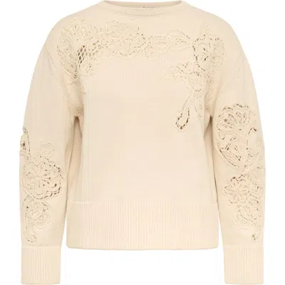 Maison Common Cotton Pullover With Embroidery In Sand