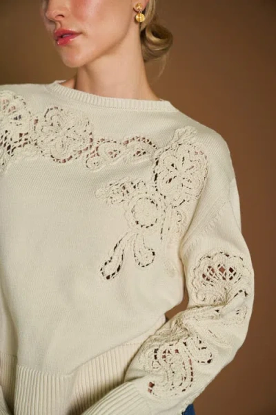 Maison Common Cotton Pullover With Embroidery In Sand