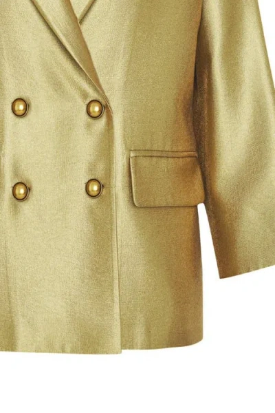 Exquise Adale Wrap Front Blazer In Gold