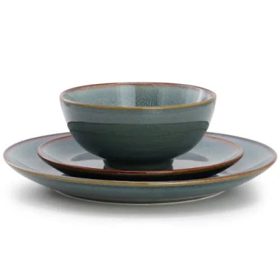 Elama 18 Piece Stoneware Dinnerware Set In Blue