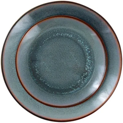 Elama 18 Piece Stoneware Dinnerware Set In Blue