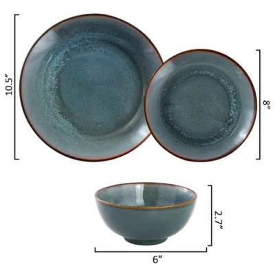 Elama 18 Piece Stoneware Dinnerware Set In Blue