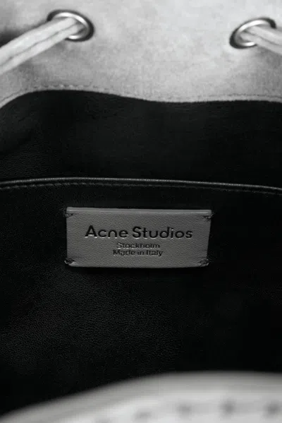Acne Studios Multipocket Bucket Suede Bag In Cold Grey