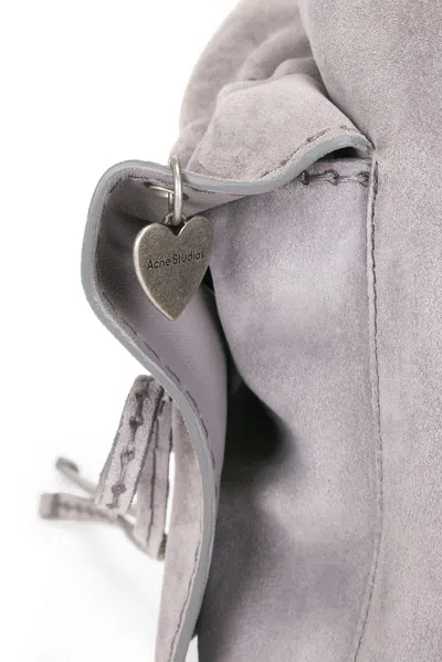 Acne Studios Multipocket Bucket Suede Bag In Cold Grey