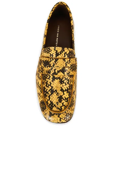 Dries Van Noten Snakeskin-effect Leather Loafers In Yellow