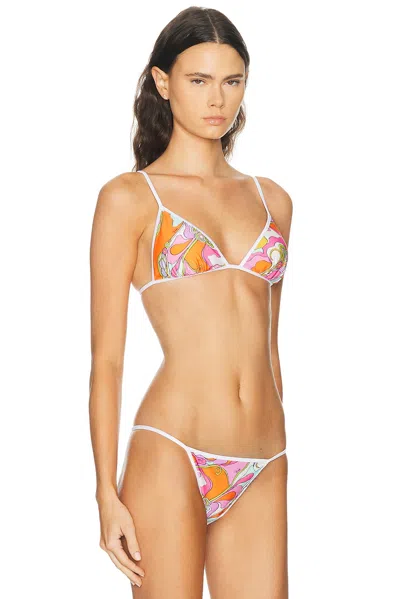 Pucci Lycra Triangle Bikini Top In Multicolor