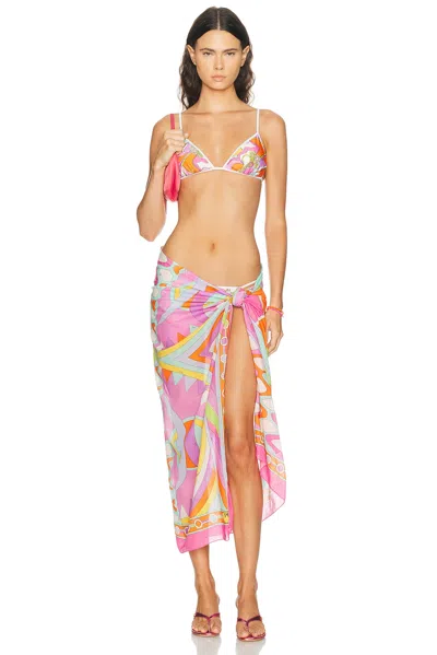 Pucci Lycra Triangle Bikini Top In Multicolor