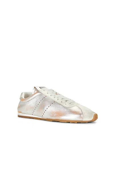 Miu Miu Plume Sneaker In Silver