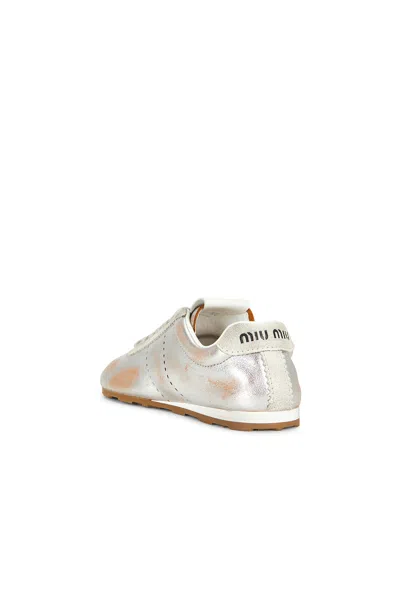 Miu Miu Plume Sneaker In Silver