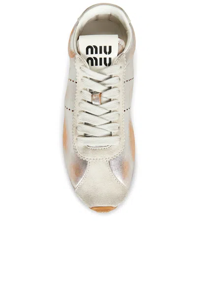 Miu Miu Plume Sneaker In Silver