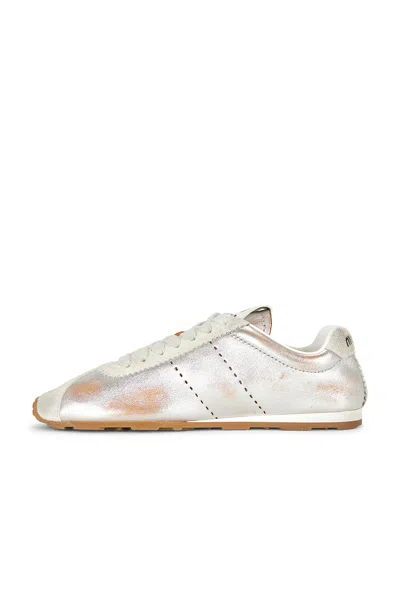 Miu Miu Plume Sneaker In Silver