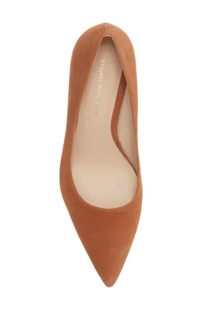 Stuart Weitzman Isla Leather Pump In Brown
