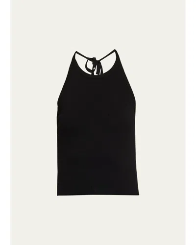 Re/done Sylvie Ribbed Halter Tank Top In Black
