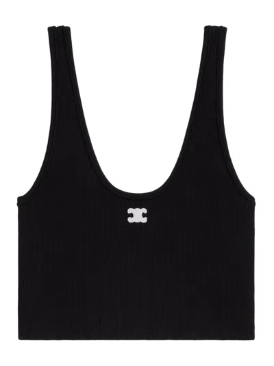 Celine Triomphe Bra In Athletic Cotton In Black