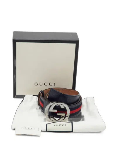 Pre-owned Gucci Interlocking G Belt In Blue