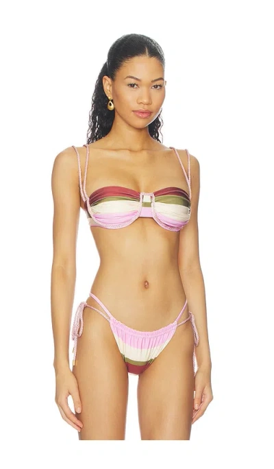 Baobab Lula Ruched Bikini Top In Pink
