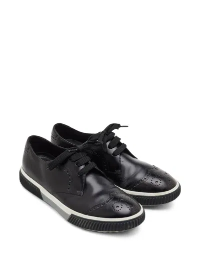 Pre-owned Prada Brogue Derby Sneakers In 黑色