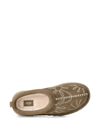 Ugg Embroidered Platform Mules In Brown