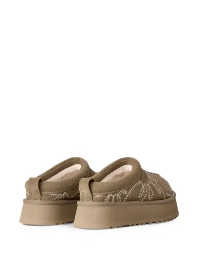 Ugg Embroidered Platform Mules In Brown