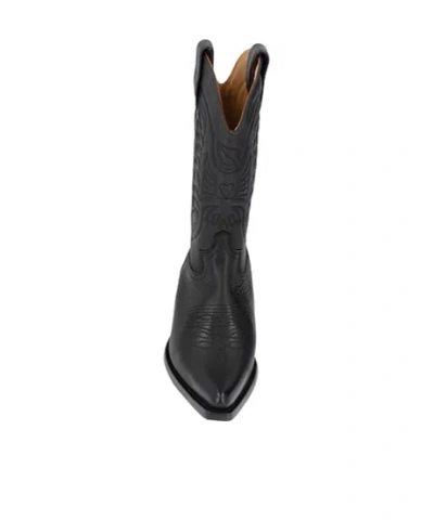 Mm6 Maison Margiela Pointed Toe Leather Boots With Double Pull-tabs In Black