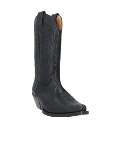 Mm6 Maison Margiela Pointed Toe Leather Boots With Double Pull-tabs In Black