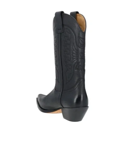 Mm6 Maison Margiela Pointed Toe Leather Boots With Double Pull-tabs In Black
