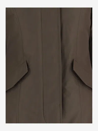 Woolrich Pinecone Hooded Logo Detail Cotton-blend Jacket In Green