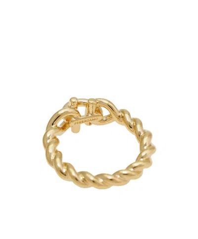 Ferragamo Torchon Gancini Ring In Neutral