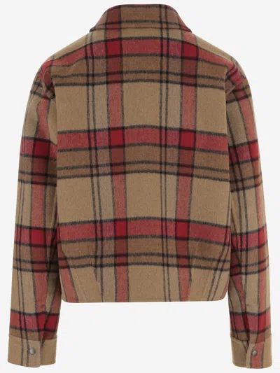 Woolrich Multi Wool-blend Check Pattern Cropped Jacket In Multi