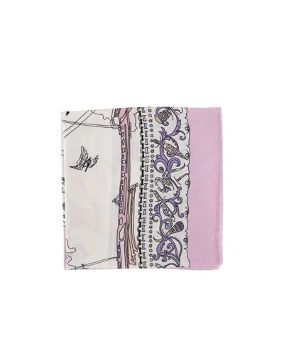 Ferragamo Pink Patterned Silk-wool Blend Scarf In Multi