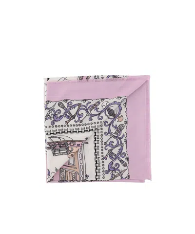 Ferragamo Pink Patterned Silk-wool Blend Scarf In Multi