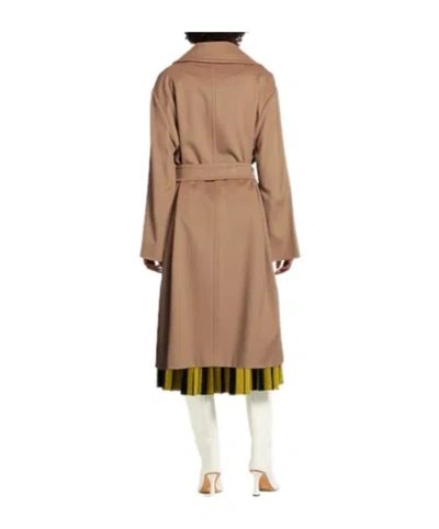 Max Mara Long Belted Coat In Brown