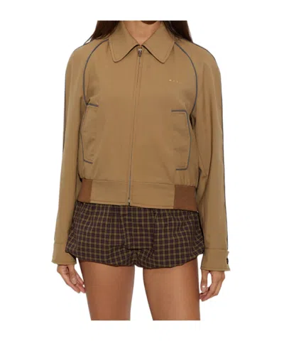 Marni Wool Bomber Jacket In Brown