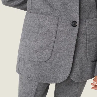 Miu Miu Single-breasted Double-layer Wool Coat In Gray