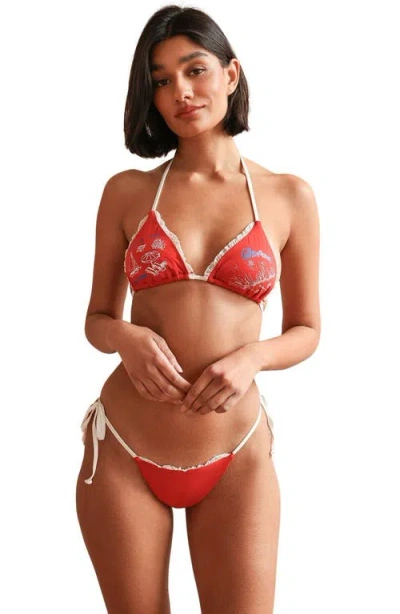 Dippin Daisys Palm Triangle Bikini Top In Red