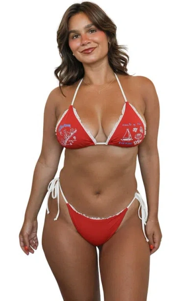Dippin Daisys Palm Triangle Bikini Top In Red