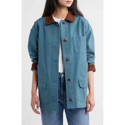 Doen Pascual Contrast-collar Jacket In Blue