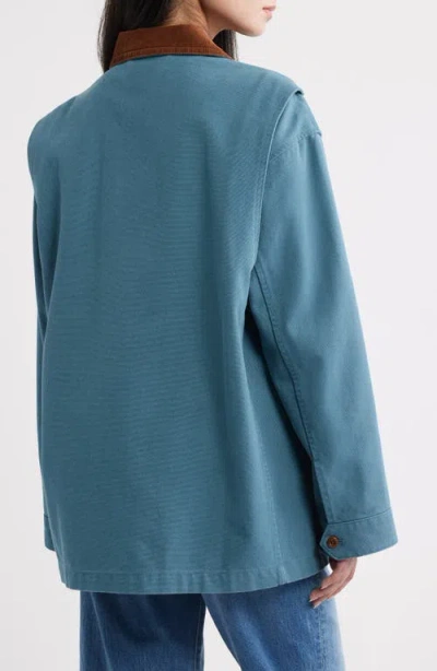 Doen Pascual Contrast-collar Jacket In Blue
