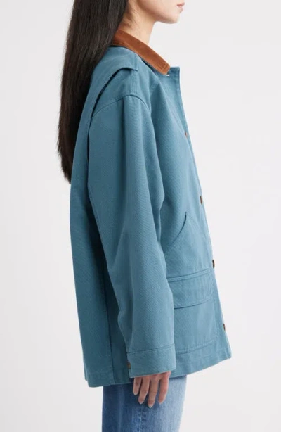 Doen Pascual Contrast-collar Jacket In Blue