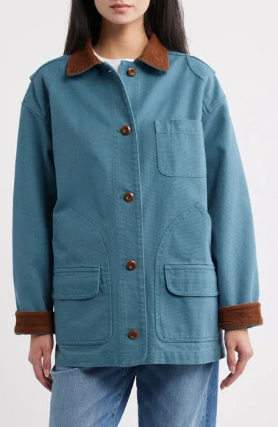 Doen Pascual Contrast-collar Jacket In Blue
