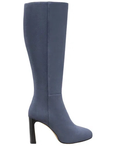 Stuart Weitzman Babette Platform Zip Suede Boot In Blue