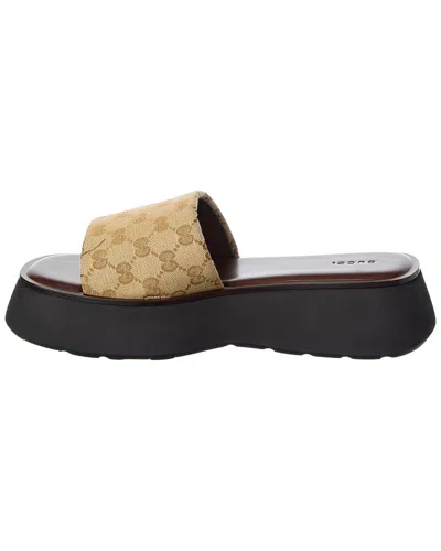 Gucci 45mm North Gg Monogram Canvas Platform Sandals In Black
