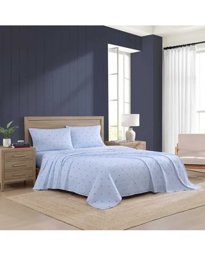 Tommy Hilfiger 200 Thread Count Anchor & Flag Printed Cotton Percale Sheet Set In Blue