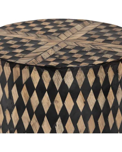 Baxton Studio Paulo Decorative End Table With Bamboo Diamond Pattern In Multi