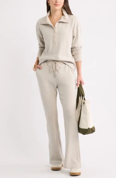 Caslonr Caslon(r) Waffle Button Front Sweatshirt In Tan Doeskin Heather