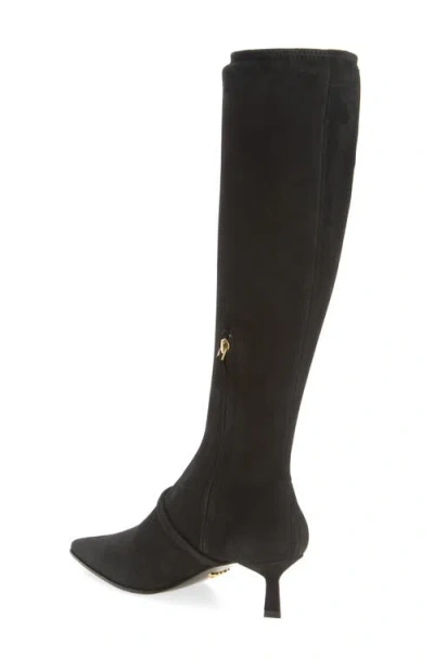 Prada Stretch Knee High Boot In Black