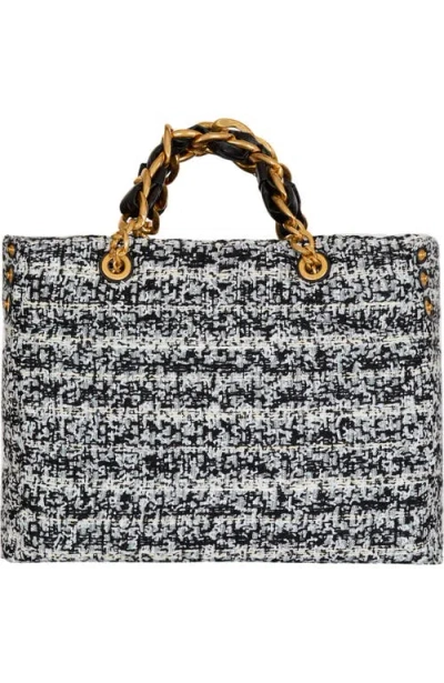 Balmain Small Soft 1945 Tote Bag In Tweed In Black